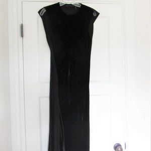 Helmut Lang Velvet Midi Dress, Shift Dress, Black Velvet, Size 2